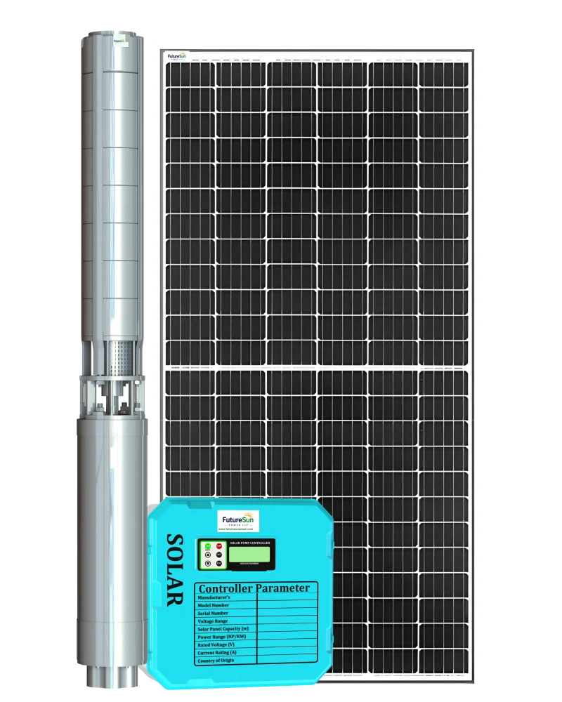 Submersible pump set with PV array